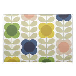 Modern Retro Vintage, Charm Summer Flower Stem Cloth Placemat