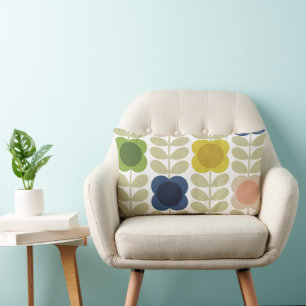 Modern Retro Vintage, Charm Summer Flower Stem Lumbar Pillow