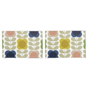 Modern Retro Vintage, Charm Summer Flower Stem Pillow Case
