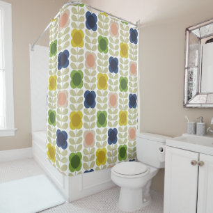 Modern Retro Vintage, Charm Summer Flower Stem Shower Curtain