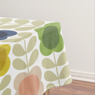 Modern Retro Vintage, Charm Summer Flower Stem Tablecloth