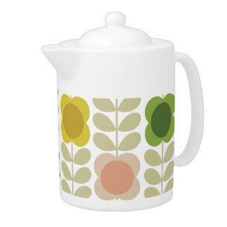 Modern Retro Vintage, Charm Summer Flower Stem Teapot