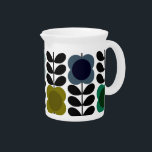 Modern Retro Vintage Spot Flowers Stem, Blue green Beverage Pitcher<br><div class="desc">Isn't this a cheerful pattern? It's got that super recognizable modern retro vibe, for sure! Imagine rows of these fun, stylized flowers blooming all over the place. They’re set against a classic stem motif with neat black stalks and little geometric leaves. Each flower is a burst of color with a...</div>