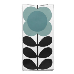Modern Retro Vintage Spot Flowers Stem, Blue green Cloth Napkin