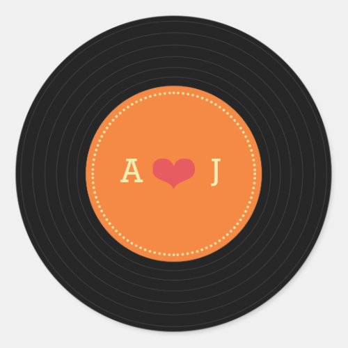 Modern Retro Vinyl Record Wedding Classic Round Sticker