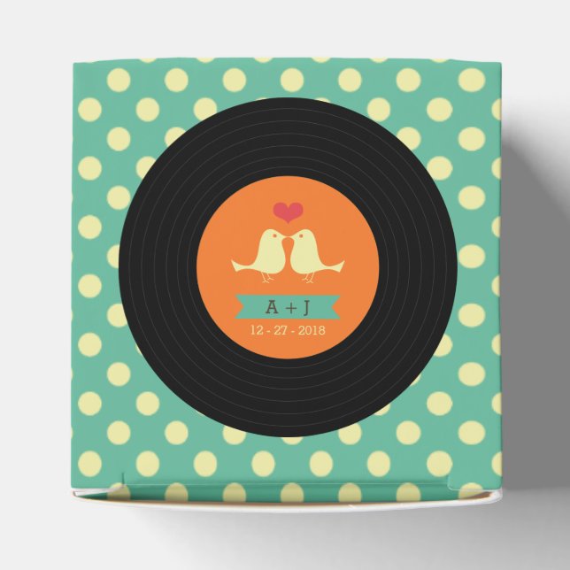 Modern Retro Vinyl Record Wedding Favor Boxes (Top)
