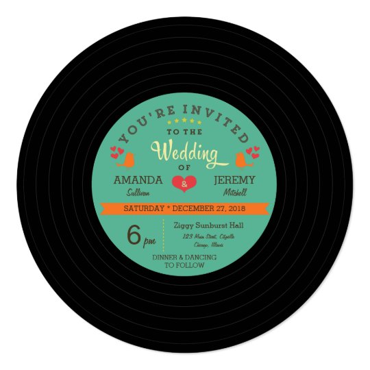 Modern Retro Vinyl Record Wedding Invitation Zazzle Com