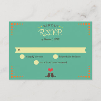 Modern Retro Vinyl Record Wedding RSVP Card