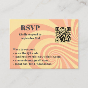Modern Retro Wedding RSVP Online QR Code Photo Enclosure Card