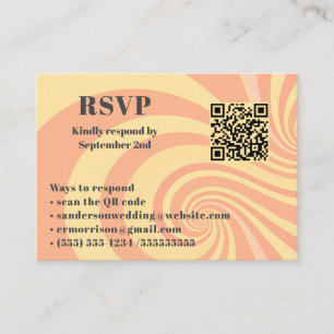 Modern Retro Wedding RSVP Online QR Code Photo Enclosure Card