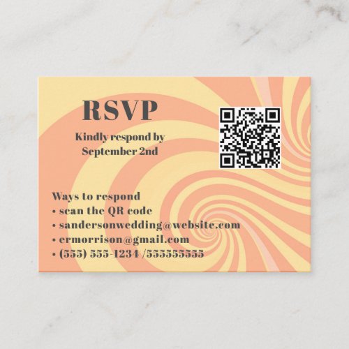 Modern Retro Wedding RSVP Online QR Code Photo  Enclosure Card