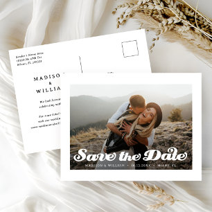 Modern Retro Wedding Save the Date Photo Postcard