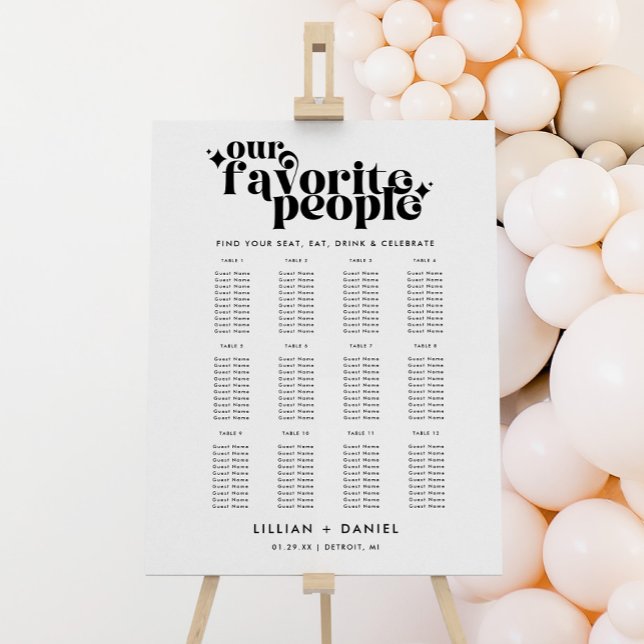 Modern Retro Wedding Seating Chart  Foam Board (Creator Uploaded)