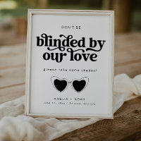 Modern Retro Wedding Sunglasses Favor Sign