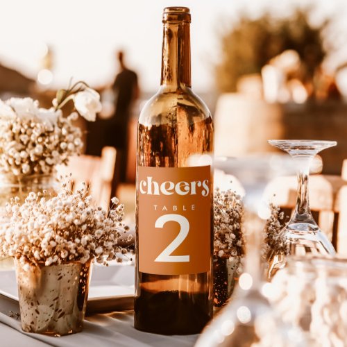 Modern Retro Wedding Table Number Wine Label