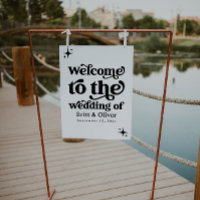 Modern Retro Wedding Welcome Sign