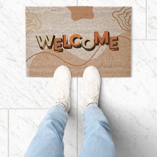 Modern Retro Welcome Coir Doormat Fiber Doormat