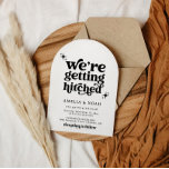 Modern Retro We're Getting Hitched Wedding Invite<br><div class="desc">This is a modern minimalist 70's inspired wedding invitation featuring a sans serif font and groovy vintage font. This retro wedding invitation comes with an optional backside where you can display your own special photo. // For matching designs, search CHARLI in the Sincerely By Nicole Zazzle store. * If you...</div>