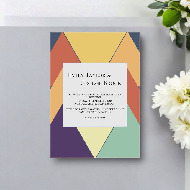 Modern Retro Whimsical Colorful Abstract Wedding Acrylic Invitations (Creator Uploaded)