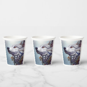 Modern, Retro Wolf Head Paper Cups