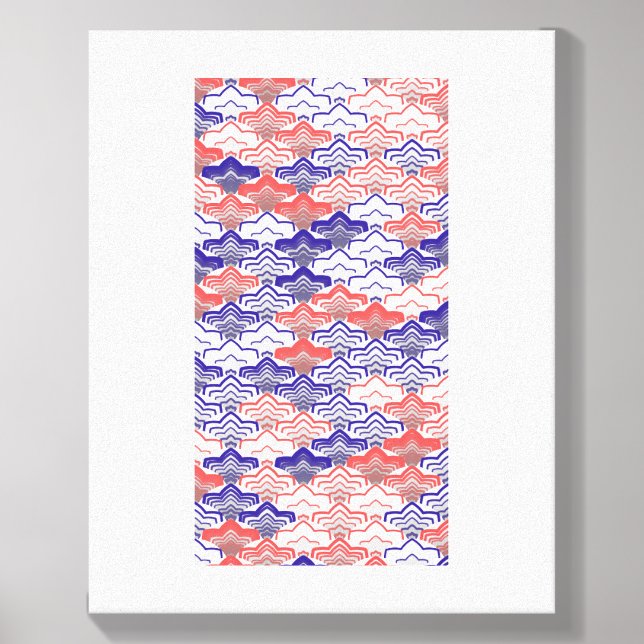 Modern Retro Zigzag Seigaha Pattern Wall Decor  Canvas Photo Tile (Front Set)