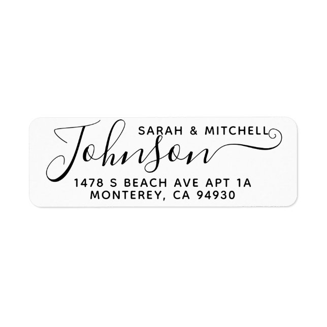 Modern Return Address Label Wedding Family Label (Front)