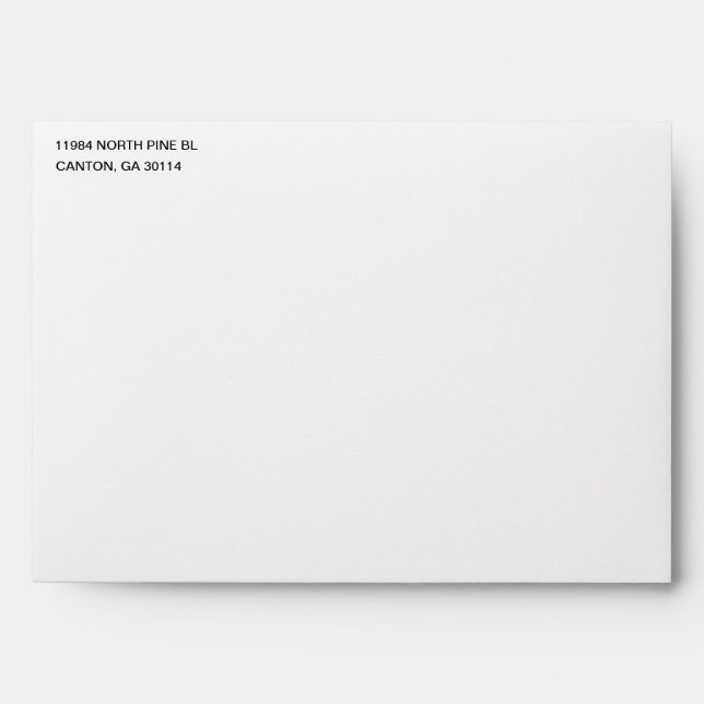 Modern Return Address Left Aligned Address Only Envelope (Front)