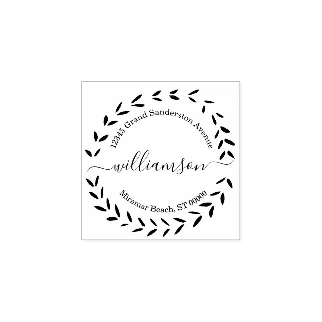Modern Return Address Stamp Laurel Wreath (Imprint)