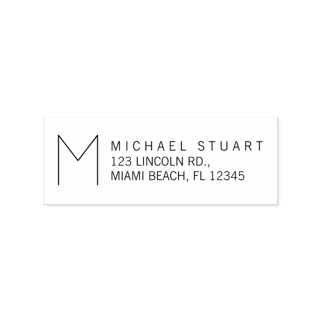Modern Return Address with Monogram Rubber Stamp (Imprint)