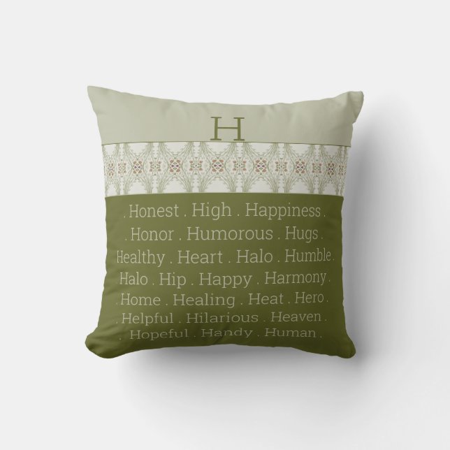 Modern Reversible Dark and Light Green Throw Pillow (Front)
