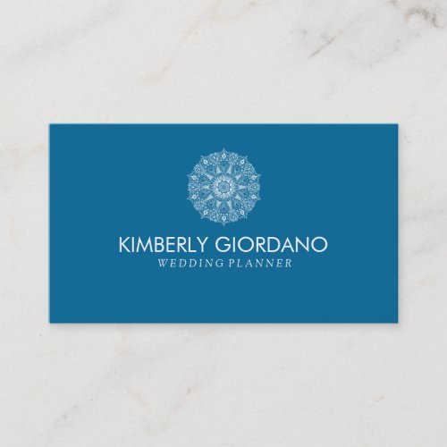 Modern Reversible White And Blue Lace Accents Business Card
