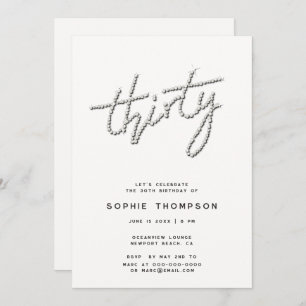 Modern Rhinestones Ivory Chic 30th Birthday Invitation