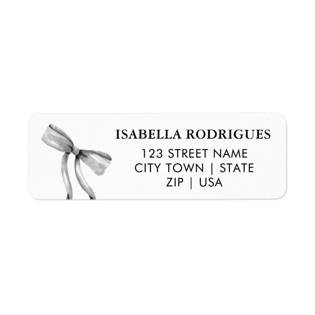Modern Ribbon Bow Return Address Label (Front)