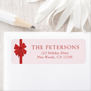 Modern Ribbon Bow Wrapped Christmas Return Address Label