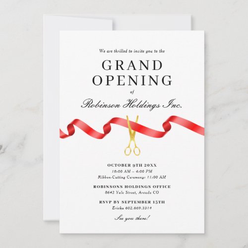 Modern Ribbon Cutting Grand Opening Invitation