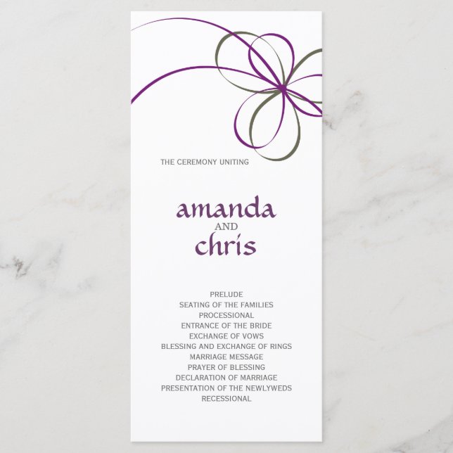 Modern Ribbon Wedding Program (Front)