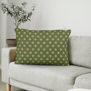Modern Rich Christmas Green & Gold Floral Pattern Accent Pillow