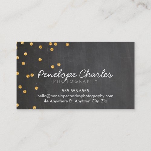 MODERN rich gold glitter confetti dots chalkboard Business Card Templates