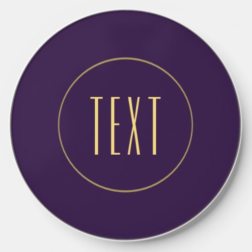 Modern Rich Purple Center Text Single Rim Stripe Wireless Charger