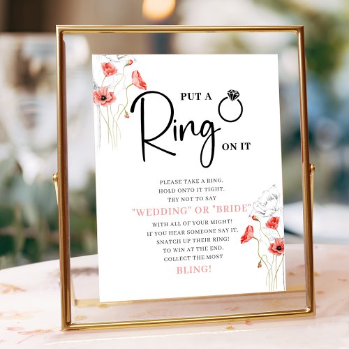 Modern Ring Game Floral Bridal Shower Game Sign