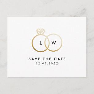 Modern Ring Monogram Simple Save the Date Postcard