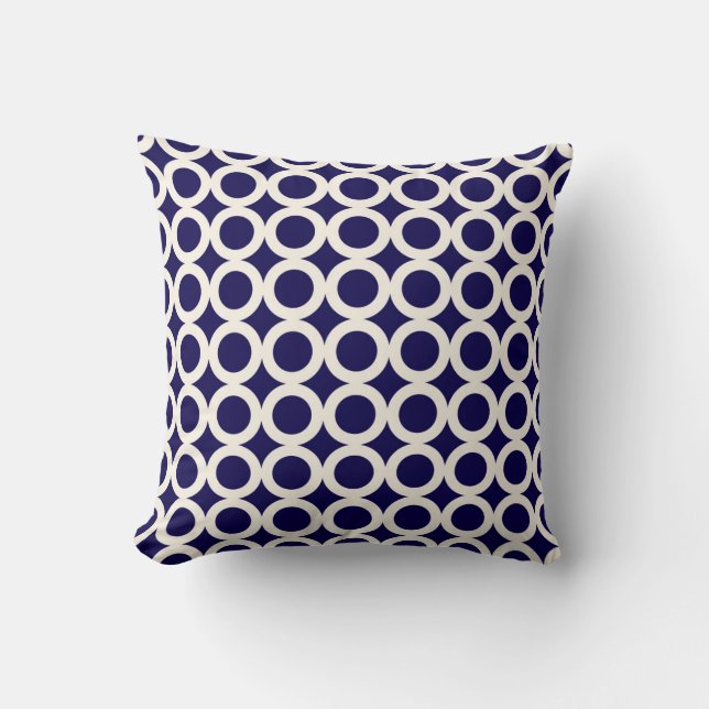 Modern Ring Pattern in Cobalt Blue Throw Pillow (Front)