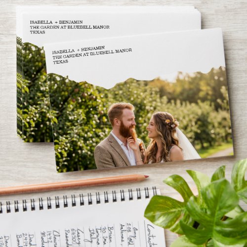 Modern Ripped Paper Photo Wedding Invitation  Envelope