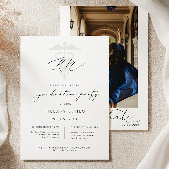 Modern RN Graduation Calligraphy  Invitation (Creator Uploaded)