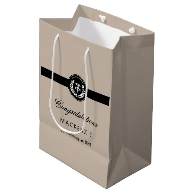 Modern RN Nursing School Graduation Custom Medium Gift Bag (Front Angled)