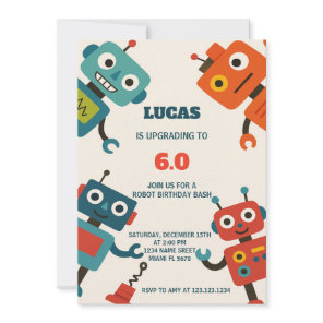 Modern Robot Birthday Invitation