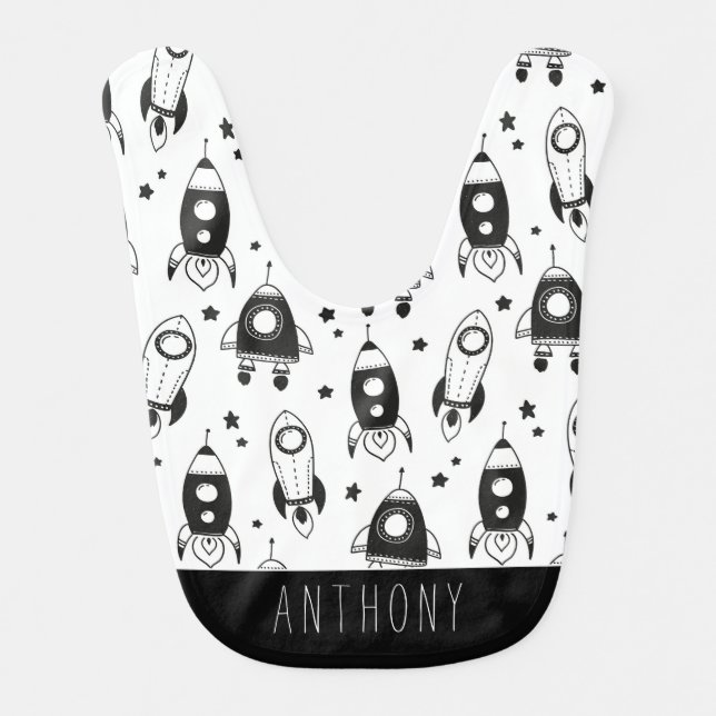 Modern Rockets Baby Bib (Front)