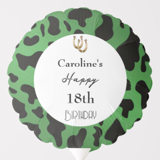 Modern Rodeo Emerald Green Cow Print Custom Photo Balloon