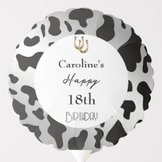 Modern Rodeo Silver Cow Print Custom Photo Balloon