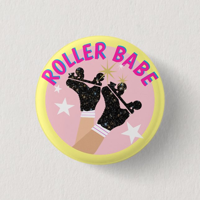 Modern Roller Babe Skater Derby Skating Gift       Button (Front)